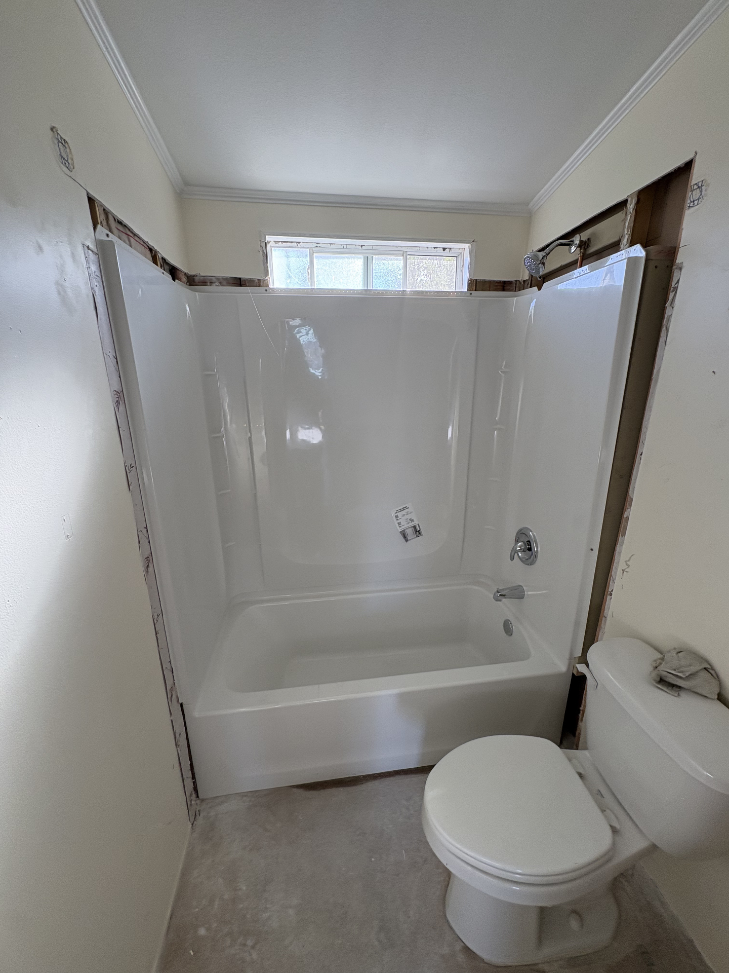 New tub and shower surround installation