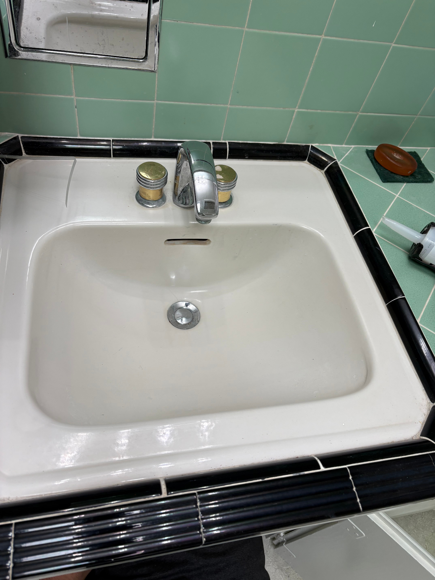 Bathroom faucet replacement — dated chrome faucet before