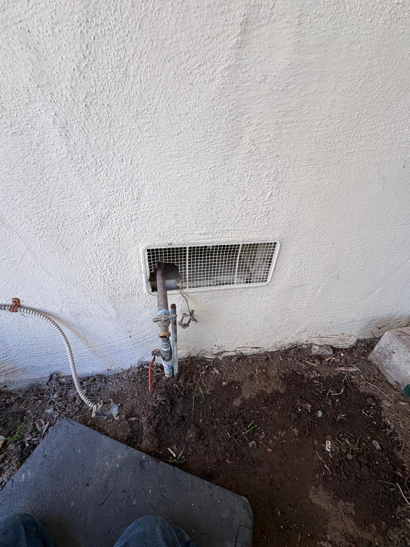 Exterior hose bib and water line excavation and repair