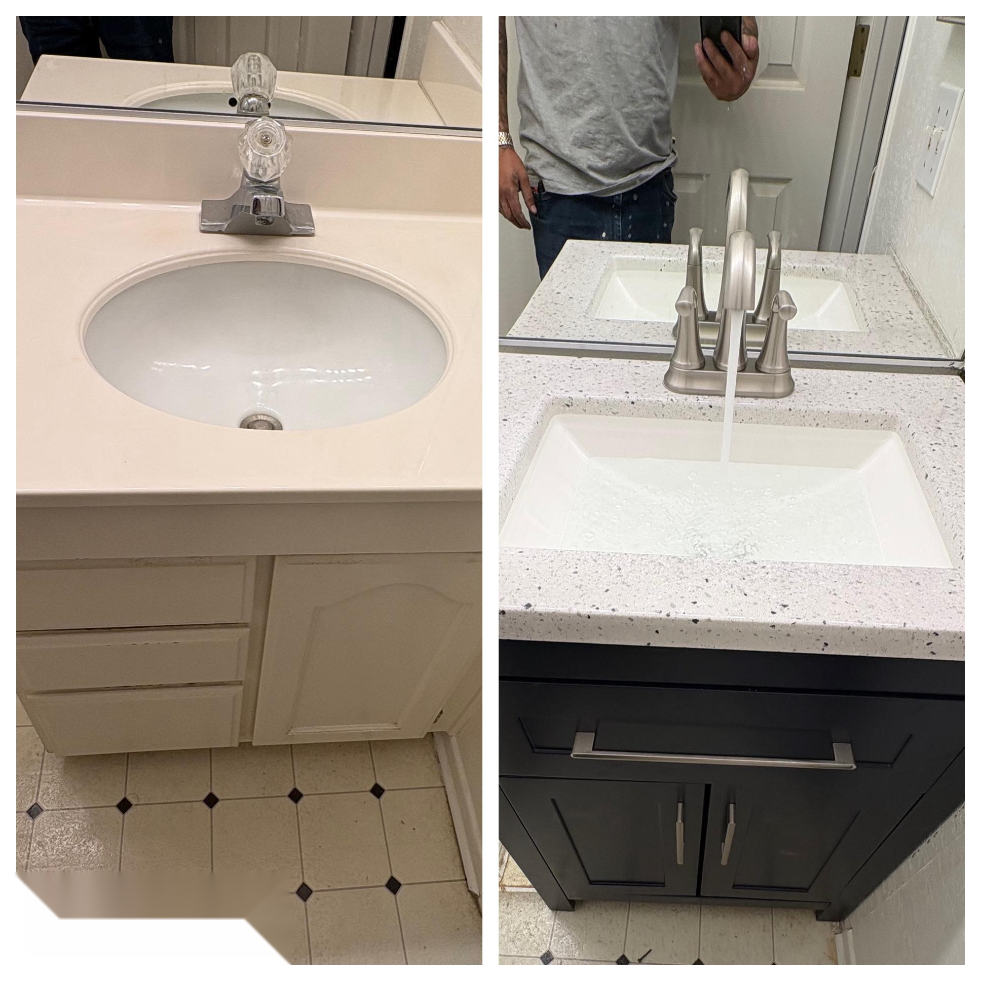 Bathroom vanity and faucet upgrade — before and after